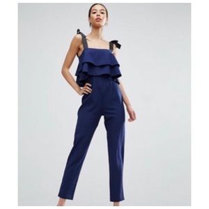 Navy ASOS Double Ruffle Jumpsuit Like New (4)